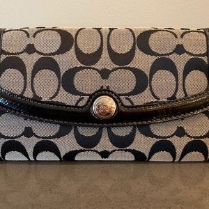 Coach Black 'C' Cloth Tri-Fold Wallet